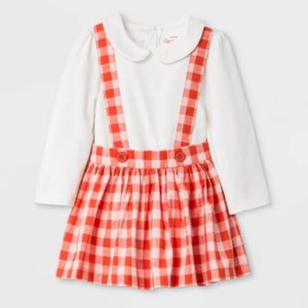 NWT Baby Cat & Jack 2-Piece Plaid Skirt Jumper Set